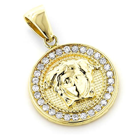 versace logo gold pendant|14k Gold Versace pendant.